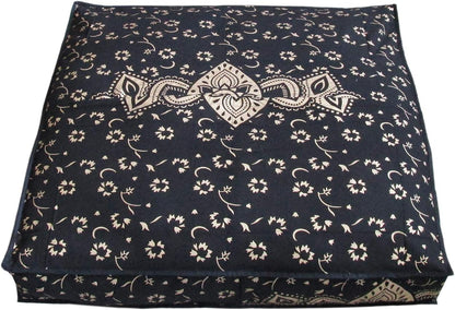 24" Black Gold Flower Mandala Barmeri Large Floor Pillow Cover Cushion Meditation Seating Ottoman Throw Cover Hippie Decorative Zipped Bohemian Pouf Ottoman Pom Pom Cases 24 " square