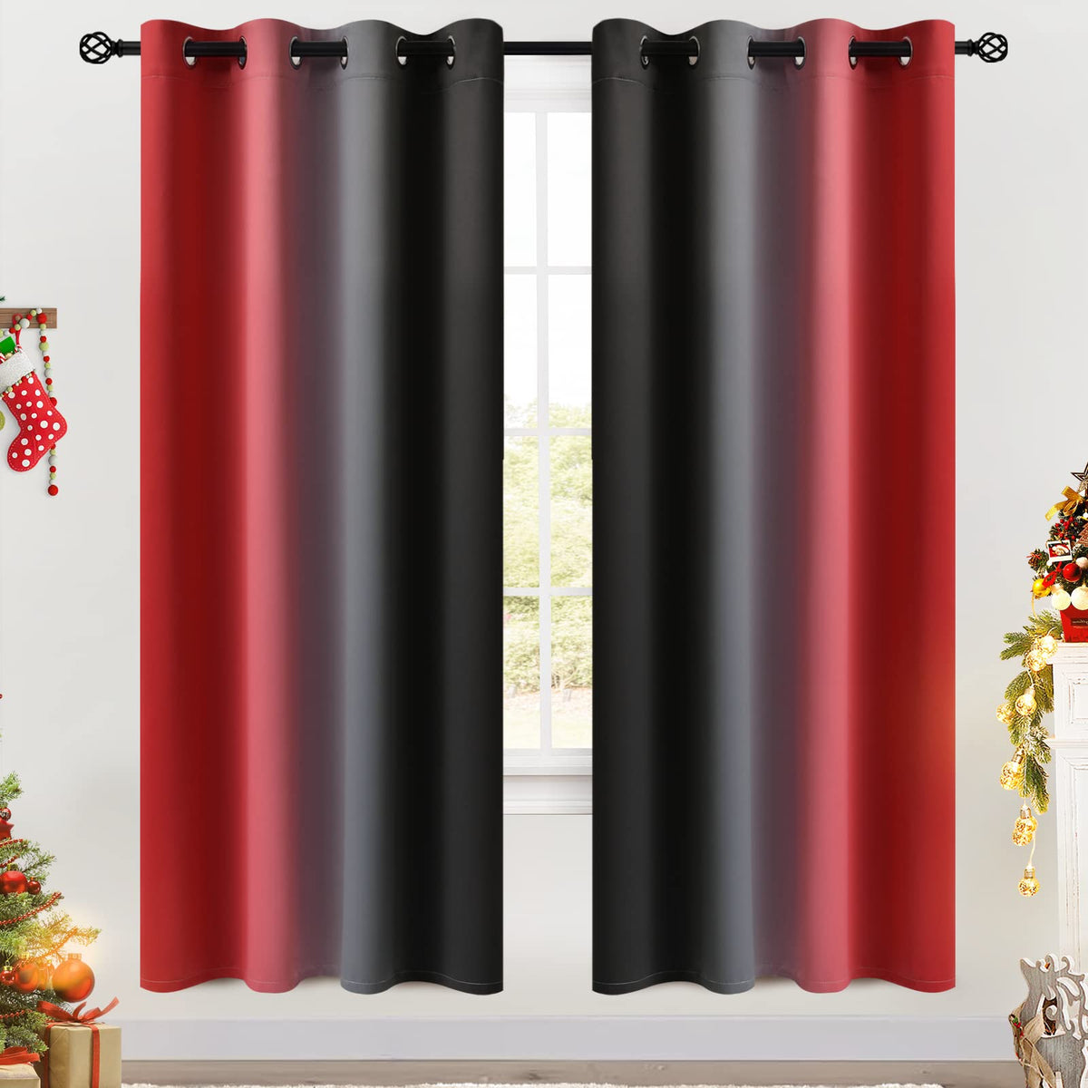 COSVIYA Grommet Room Darkening Ombre Purple Curtains W52xL63 inch