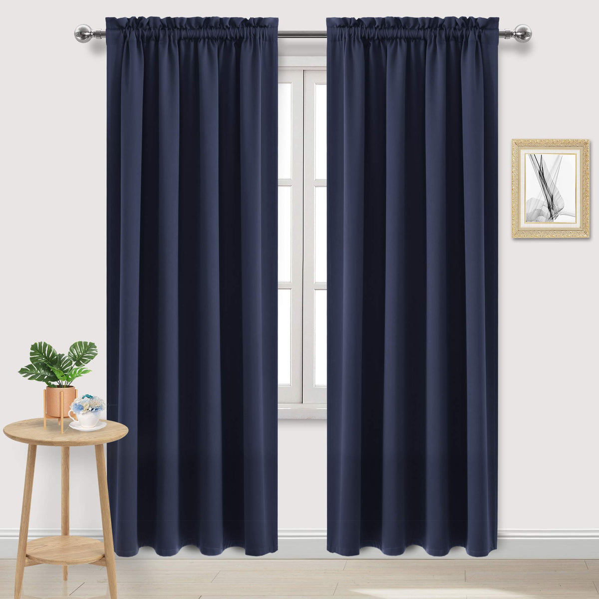 DWCN Blackout Curtains for Bedroom Living Room 42 x 63 Inch Long Black