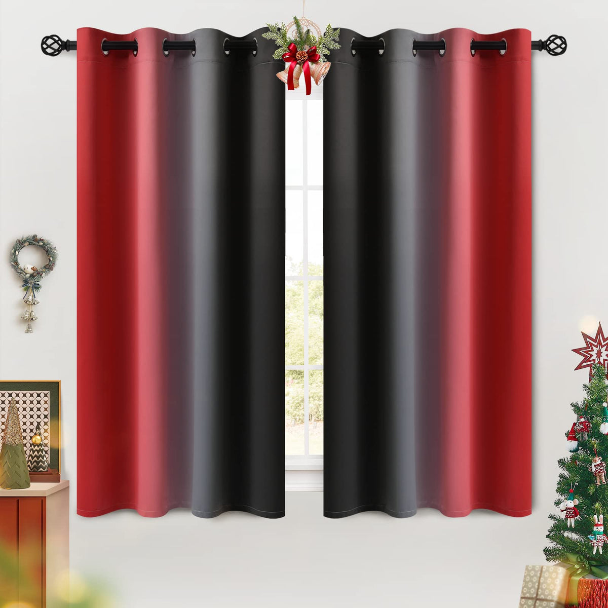 COSVIYA Grommet Room Darkening Ombre Purple Curtains W52xL63 inch