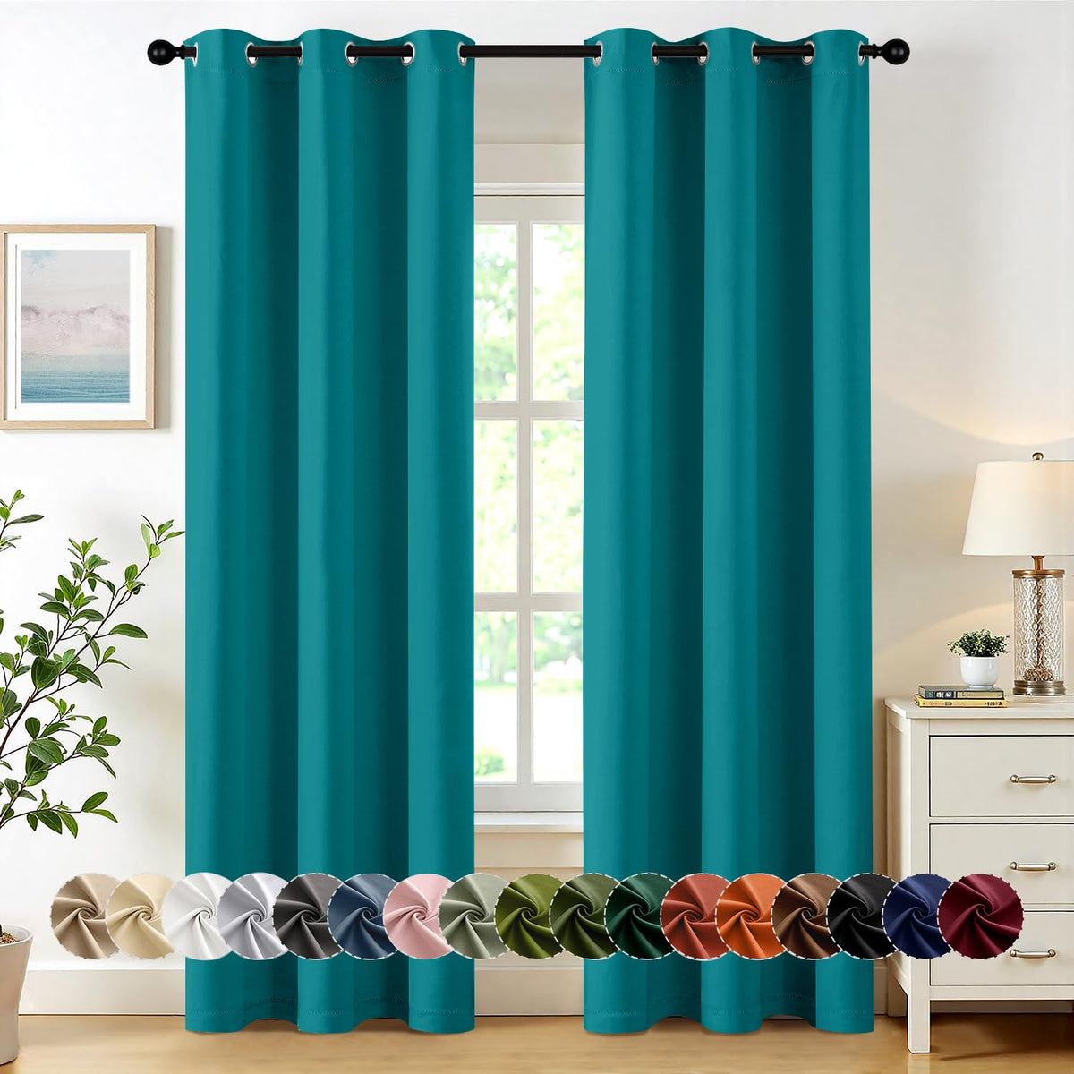MIULEE Blackout Curtains for Bedroom 2 Panels 40 x 63 Inch Long Pink