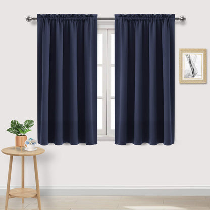 DWCN Blackout Curtains for Bedroom Living Room 42 x 63 Inch Long Black