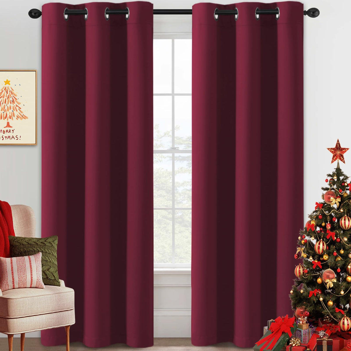 H.VERSAILTEX Blackout Curtains for Bedroom Thermal Insulated Room Darkening Living Room Curtains 63 Inch Long Grommet Privacy Protection Window Curtain Panels/Drapes for Nursery,2 Panels,Ivory/Cream