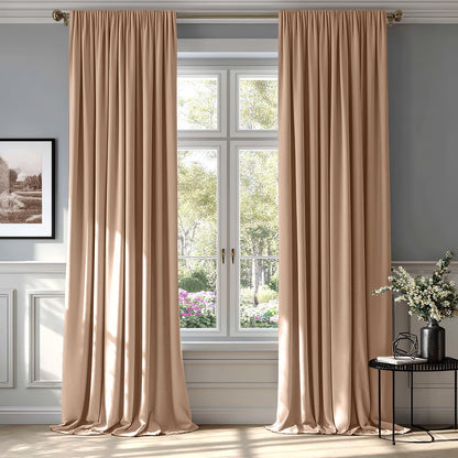MIULEE Dusty Rose Pink Velvet Room Darkening Curtains for Bedroom W52 x L84