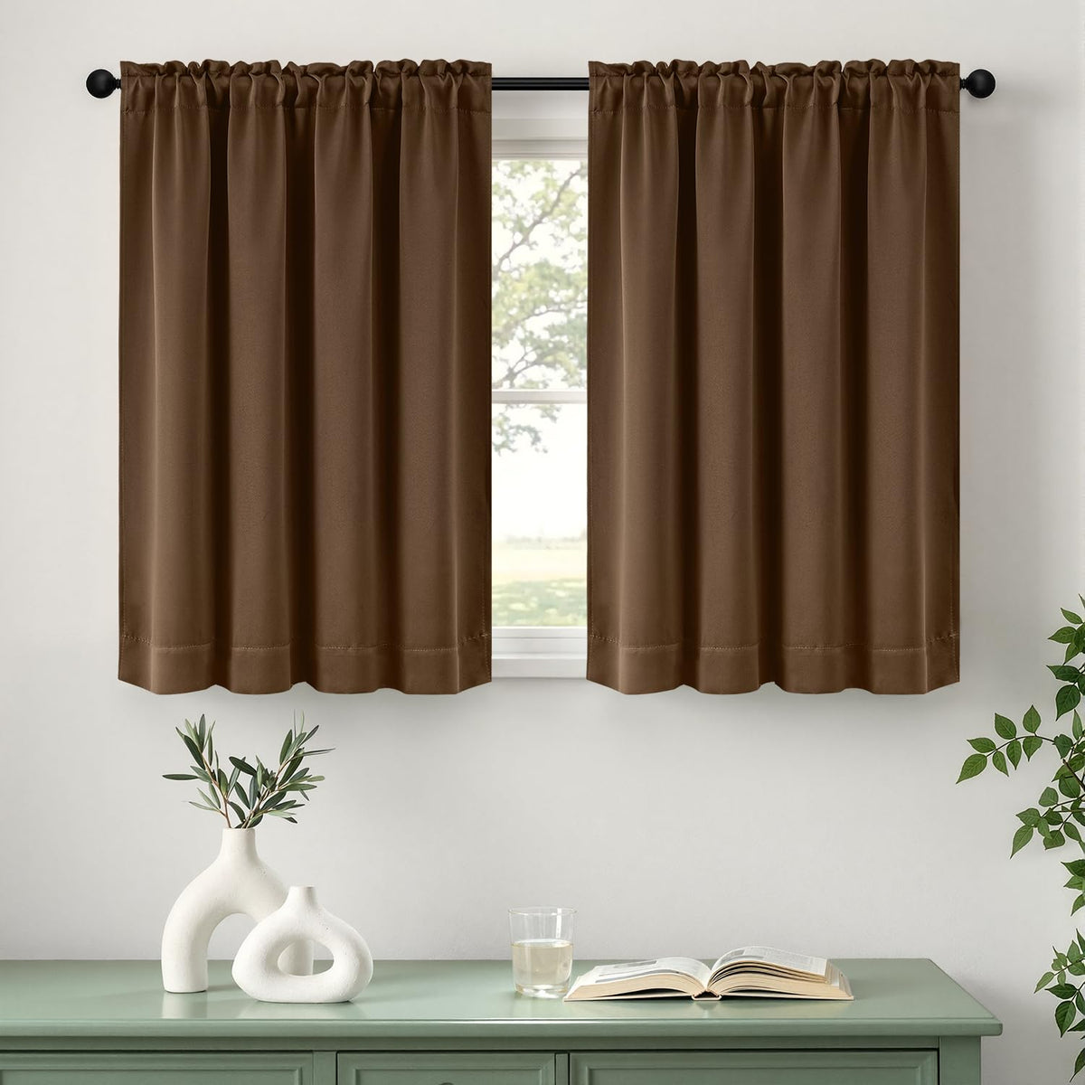 MIULEE Stone Blue Blackout Curtains for Bedroom Living Room 40"x63" 2 Panel