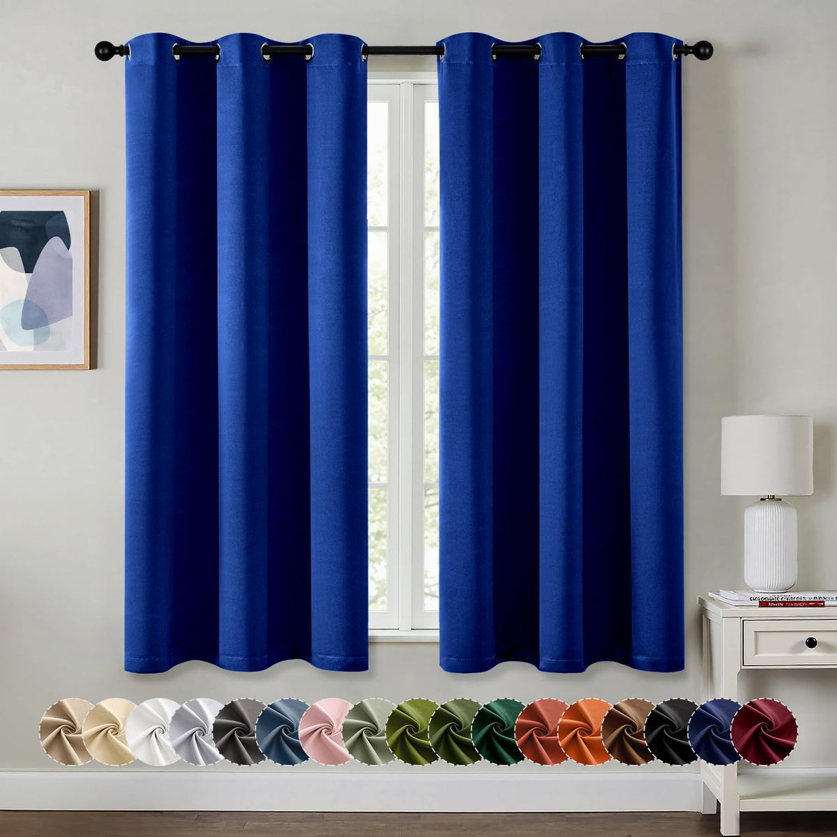 MIULEE Blackout Curtains for Bedroom 2 Panels 40 x 63 Inch Long Dark Grey