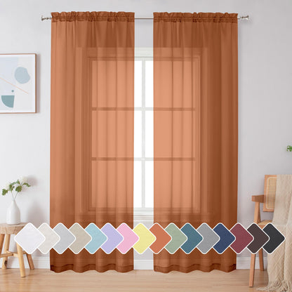 Simplebrand Black Sheer Curtains 84 Inches Long 2 Panels for Living Room