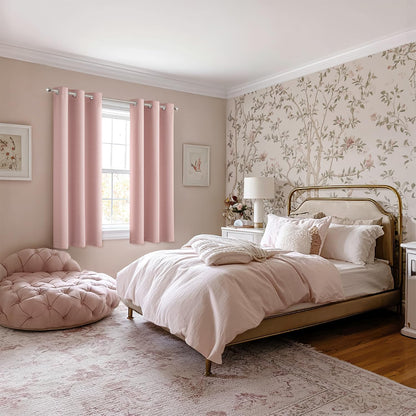 MIULEE Blackout Curtains for Bedroom 2 Panels 40 x 63 Inch Long Pink