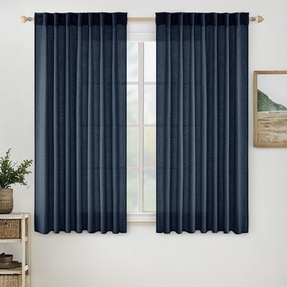 MIULEE Natural White Linen Curtains 52x84 Inch Long for Bedroom Living Room