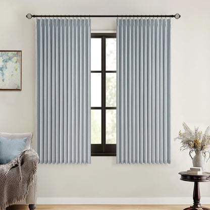 MIULEE Natural Pinch Pleated 100% Blackout Linen Curtains 40x84 Inches