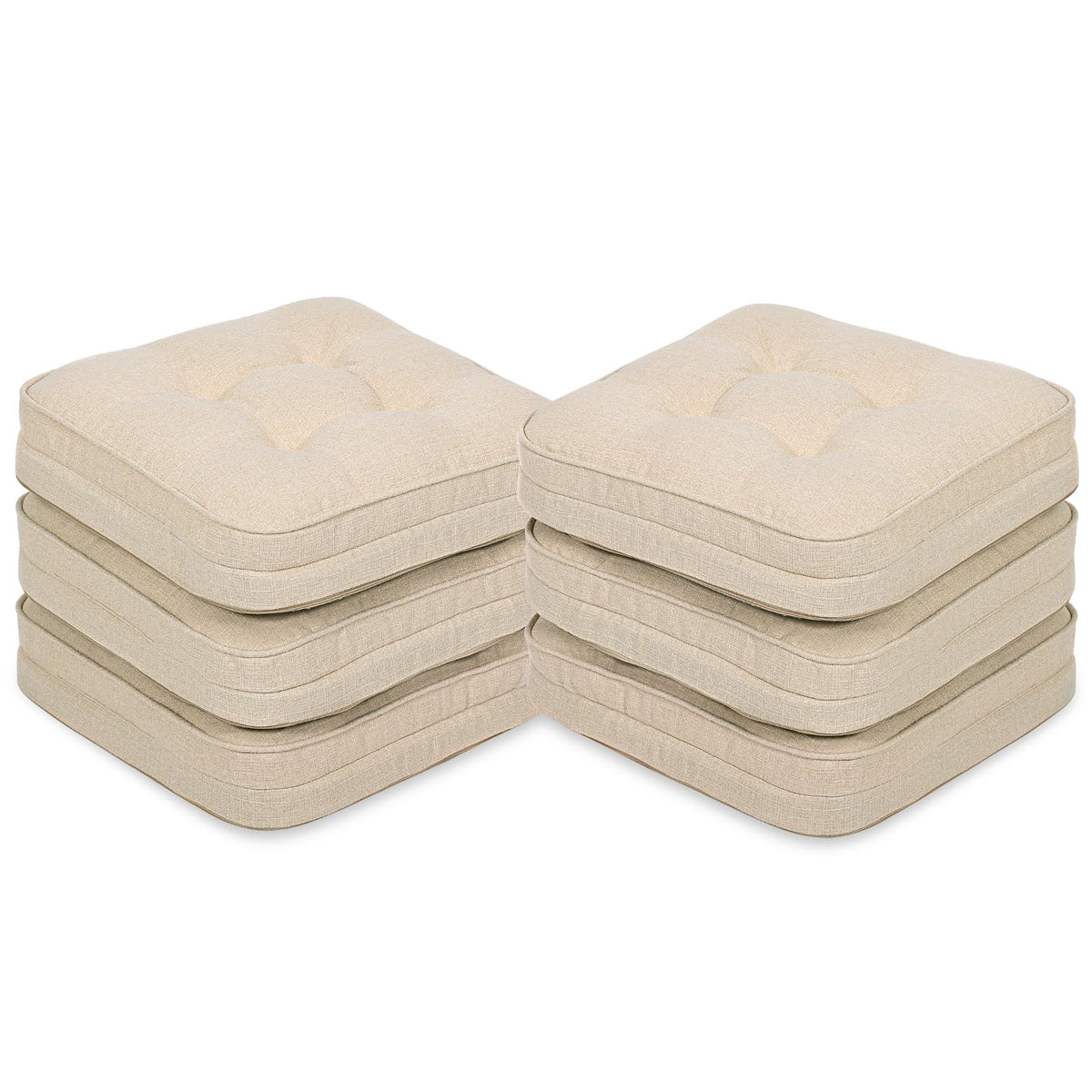 GOFORIT Chair Cushions,Tufted Shredded Memory Foam Chair Pads, Non-Slip Seat Cushions with Removable Cover, 16'' x 16'', Beige