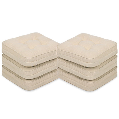 GOFORIT Chair Cushions,Tufted Shredded Memory Foam Chair Pads, Non-Slip Seat Cushions with Removable Cover, 16'' x 16'', Beige