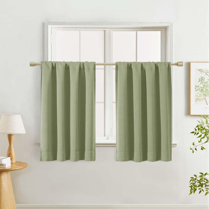 Lecloud Sage Green Room Darkening Curtains 54 Inch Length 2 Panels, Window Curtains for Bedroom, Energy Thermal Insulating Rod Pocket Curtain Drapes for Small Window, 40" W x 54" L