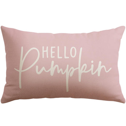 Artscope Hello Pumpkin Beige Lumbar Throw Pillow Cover 12x20 Inch Fall Decoration Cushion Cover Thanksgiving Farmhouse Pillow Case for Home Sofa Couch Decor