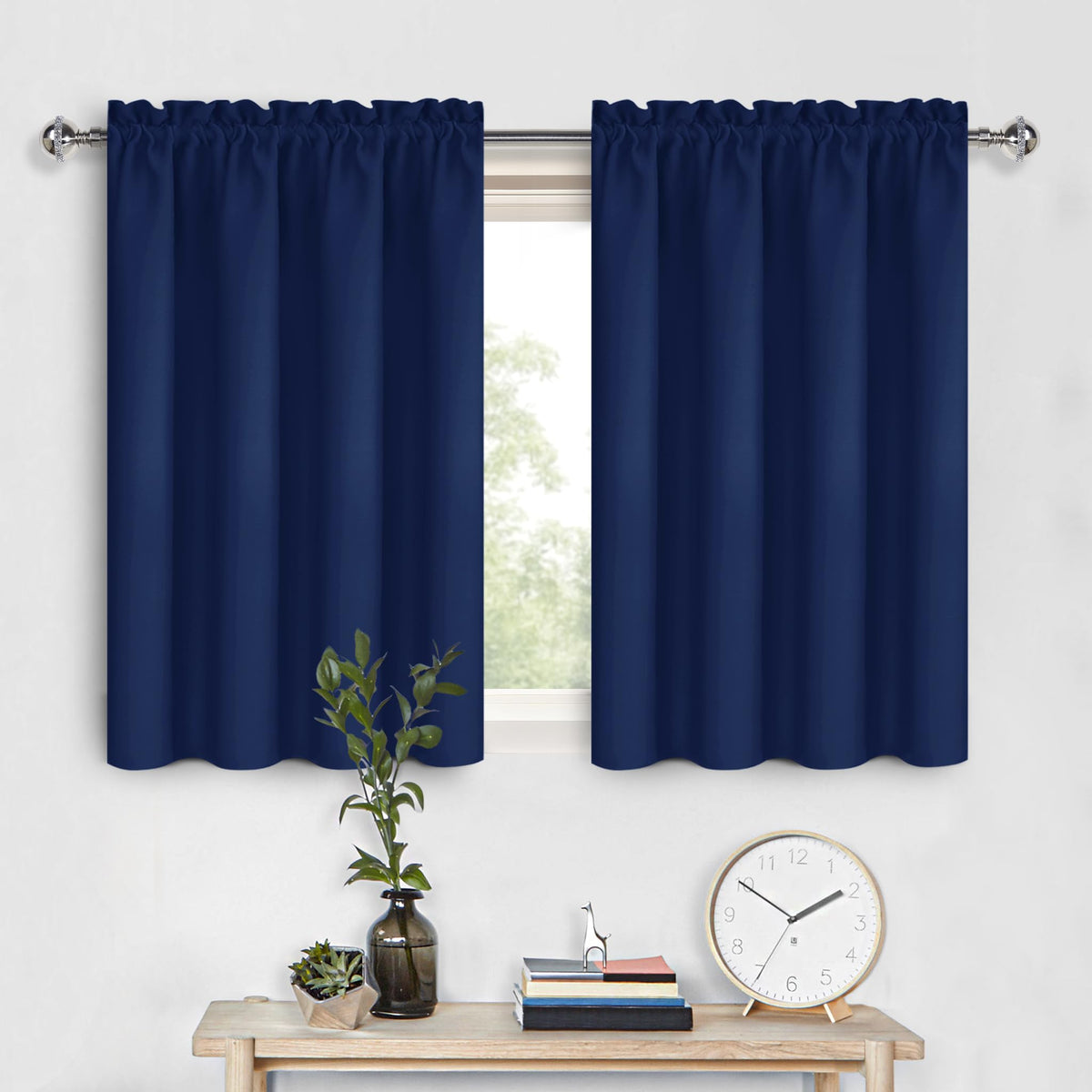 DWCN Blackout Curtains for Bedroom Living Room 42 x 63 Inch Long Black