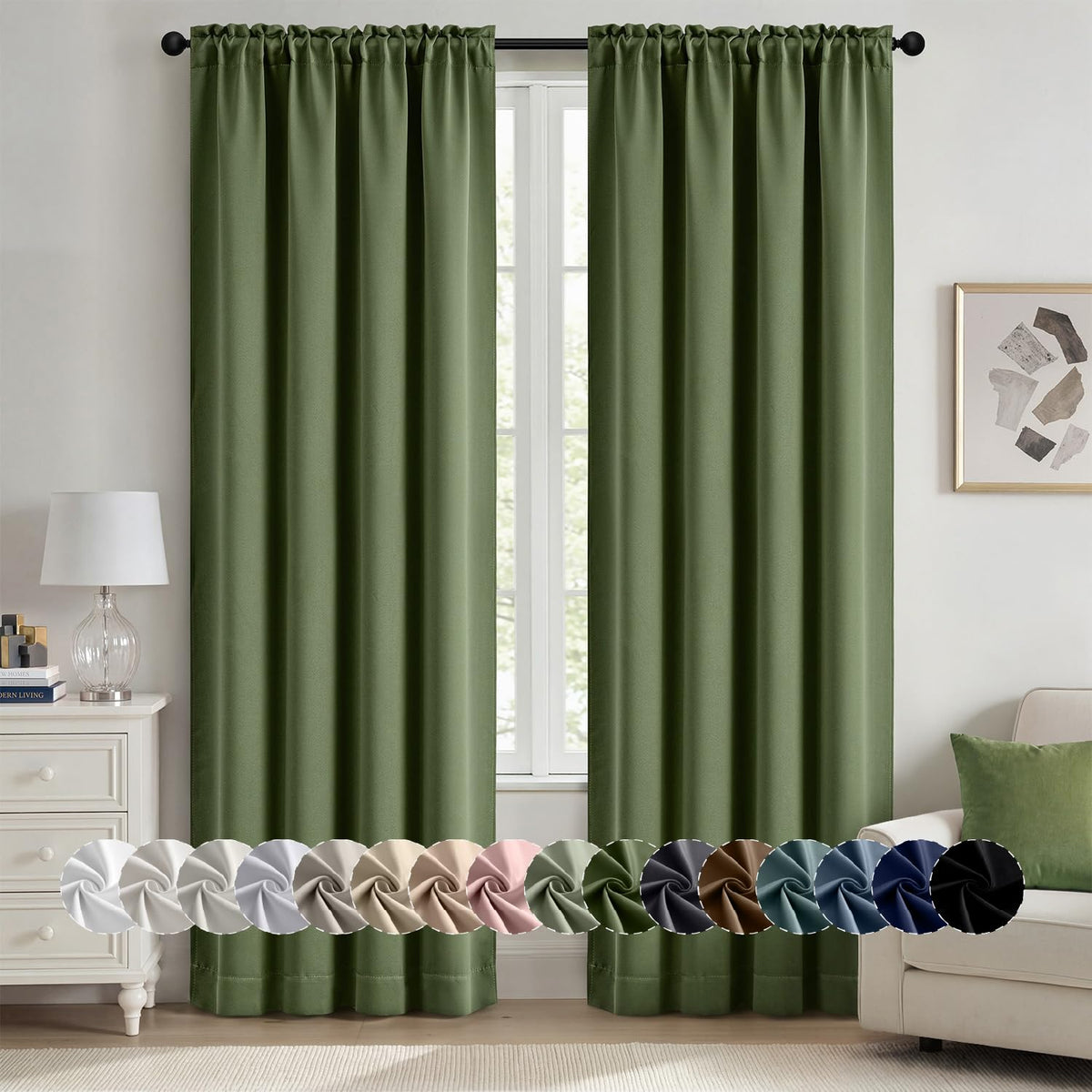 MIULEE Stone Blue Blackout Curtains for Bedroom Living Room 40"x63" 2 Panel