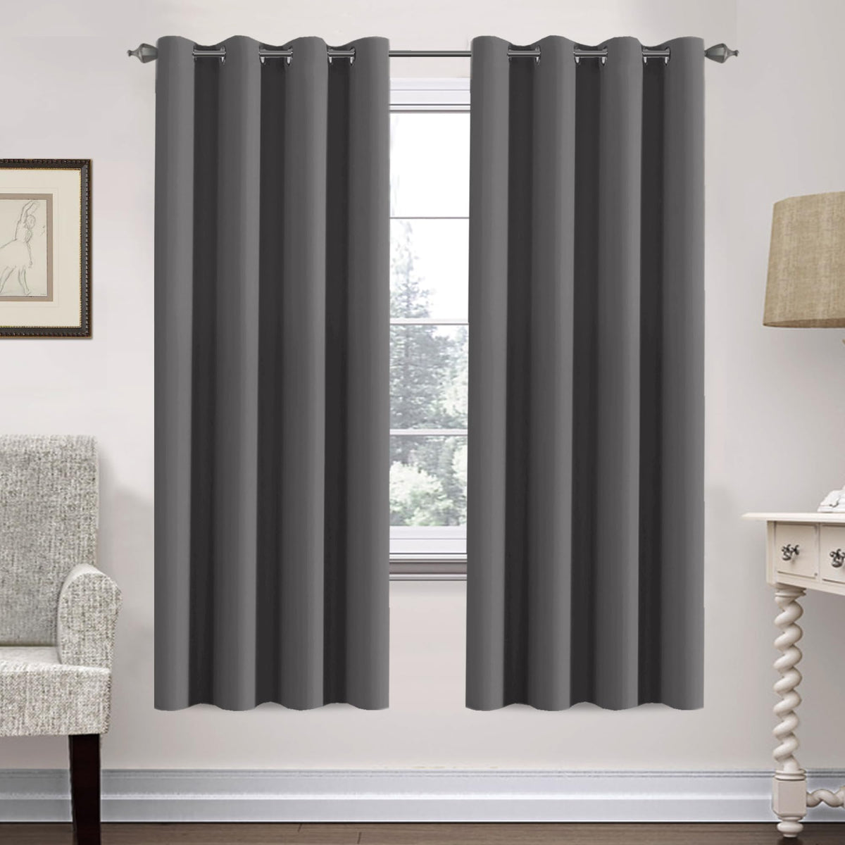 H.VERSAILTEX Blackout Curtains for Bedroom Thermal Insulated Room Darkening Living Room Curtains 63 Inch Long Grommet Privacy Protection Window Curtain Panels/Drapes for Nursery,2 Panels,Ivory/Cream