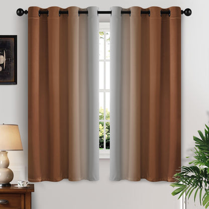 Yakamok Ombre Curtains Blue and Greyish White for Living Room,52Wx84L