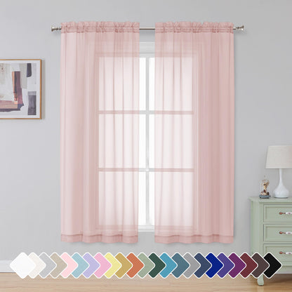 Simplebrand Black Sheer Curtains 84 Inches Long 2 Panels for Living Room