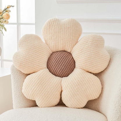 Kcvvcr Flower Throw Pillow, Cute Flower Shaped Pillow Decorative Throw Pillow for Bed Couch, Soft Daisy Pillows Floor Seating Cushion Cushions (14.9 Inch White+Green)
