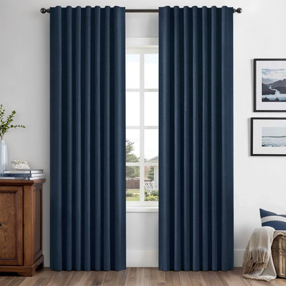 MIULEE 100% Blackout Linen Curtains for Bedroom 42 x 84 Inch Ivory 2 Panels