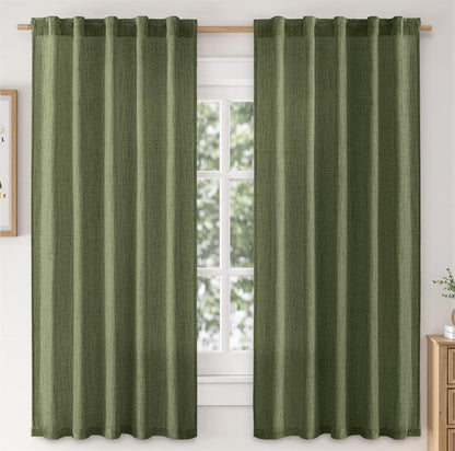 MIULEE Faux Linen Curtains 84 Inch Length 2 Panels Natural Semi Sheer Curtain with Back Tab Rod Pocket, Light Filtering Window Privacy Burlap Drapes for Living Room Bedroom 42W x 84L Linen