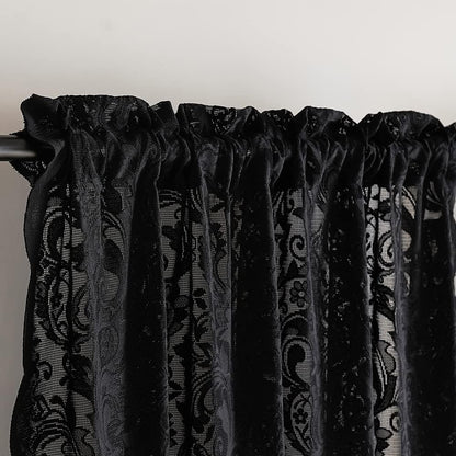ALIGOGO Black Lace Curtains for Living Room, Gothic Decor, 52W x 84L Inch