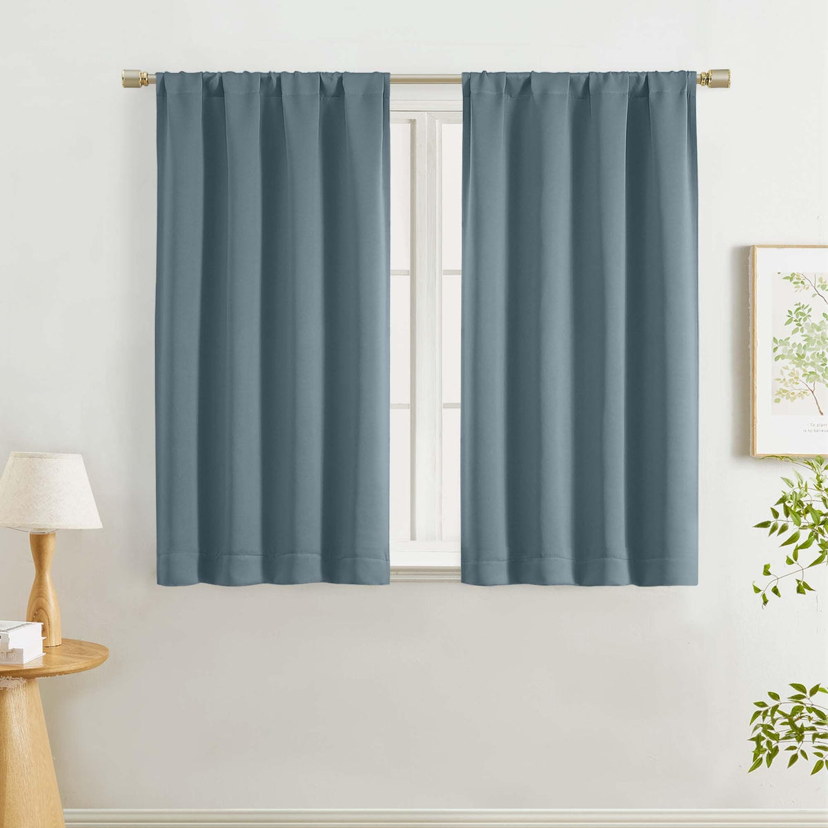 Lecloud Sage Green Room Darkening Curtains 54 Inch Length 2 Panels, Window Curtains for Bedroom, Energy Thermal Insulating Rod Pocket Curtain Drapes for Small Window, 40" W x 54" L