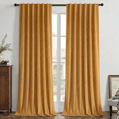 Joydeco Velvet Blackout Curtains 84 Inch Length 2 Panels, Black Out Curtains for Bedroom Living Room, Thermal Insulated Luxury Heavy Duty Drapes, Heat & Light Blocking, Back Tab&Rod Pocket,52"W x 84"L
