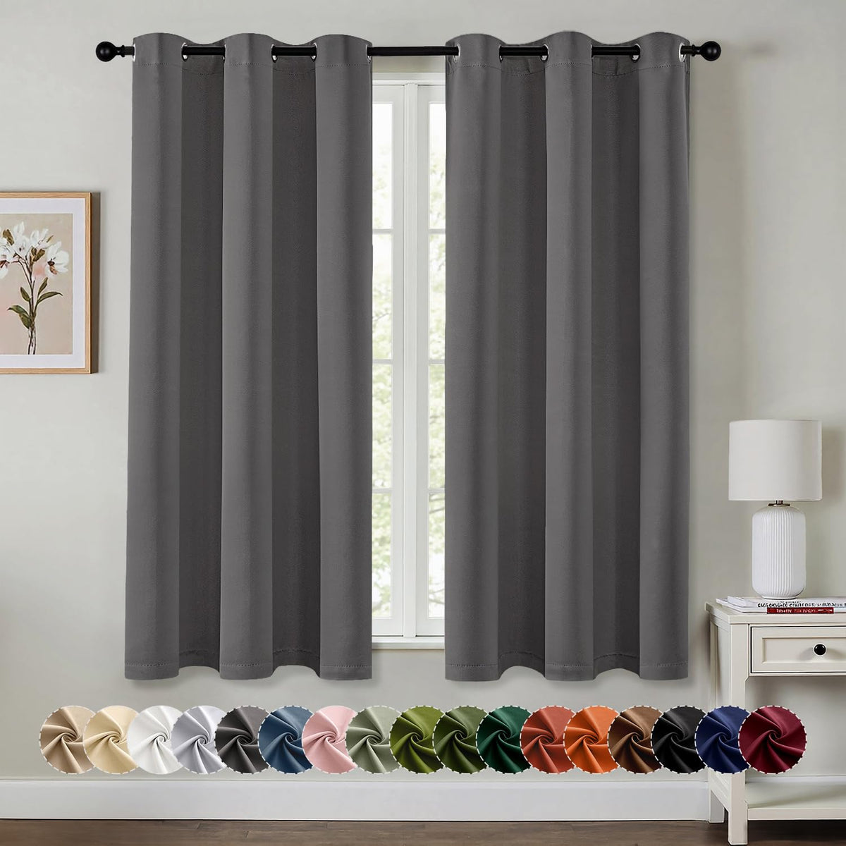 MIULEE Blackout Curtains for Bedroom 2 Panels 40 x 63 Inch Long Pink