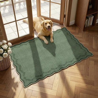 GarveeHome 5x7 Scalloped Area Rug Jute Washable Bedroom Living Room Rug