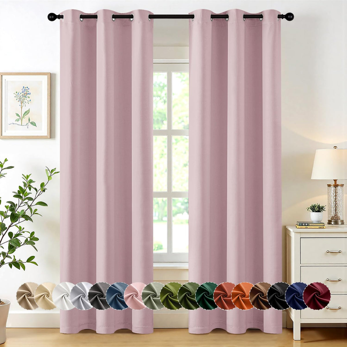 MIULEE Blackout Curtains for Bedroom 2 Panels 40 x 63 Inch Long Dark Grey