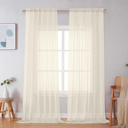 Simplebrand Black Sheer Curtains 84 Inches Long 2 Panels for Living Room