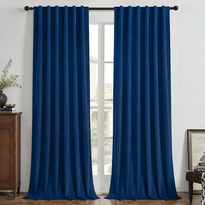 Joydeco Velvet Blackout Curtains 84 Inch Length 2 Panels, Black Out Curtains for Bedroom Living Room, Thermal Insulated Luxury Heavy Duty Drapes, Heat & Light Blocking, Back Tab&Rod Pocket,52"W x 84"L