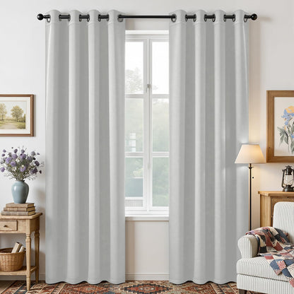 Joydeco Blackout Curtains for Bedroom 84 Inch - Black Out Curtains with Grommets Thermal Insulated Room Darkening Light Blocking, Noise Reducing & Wrinkle-Free Drapes for Living Room Windows, 2 Panels