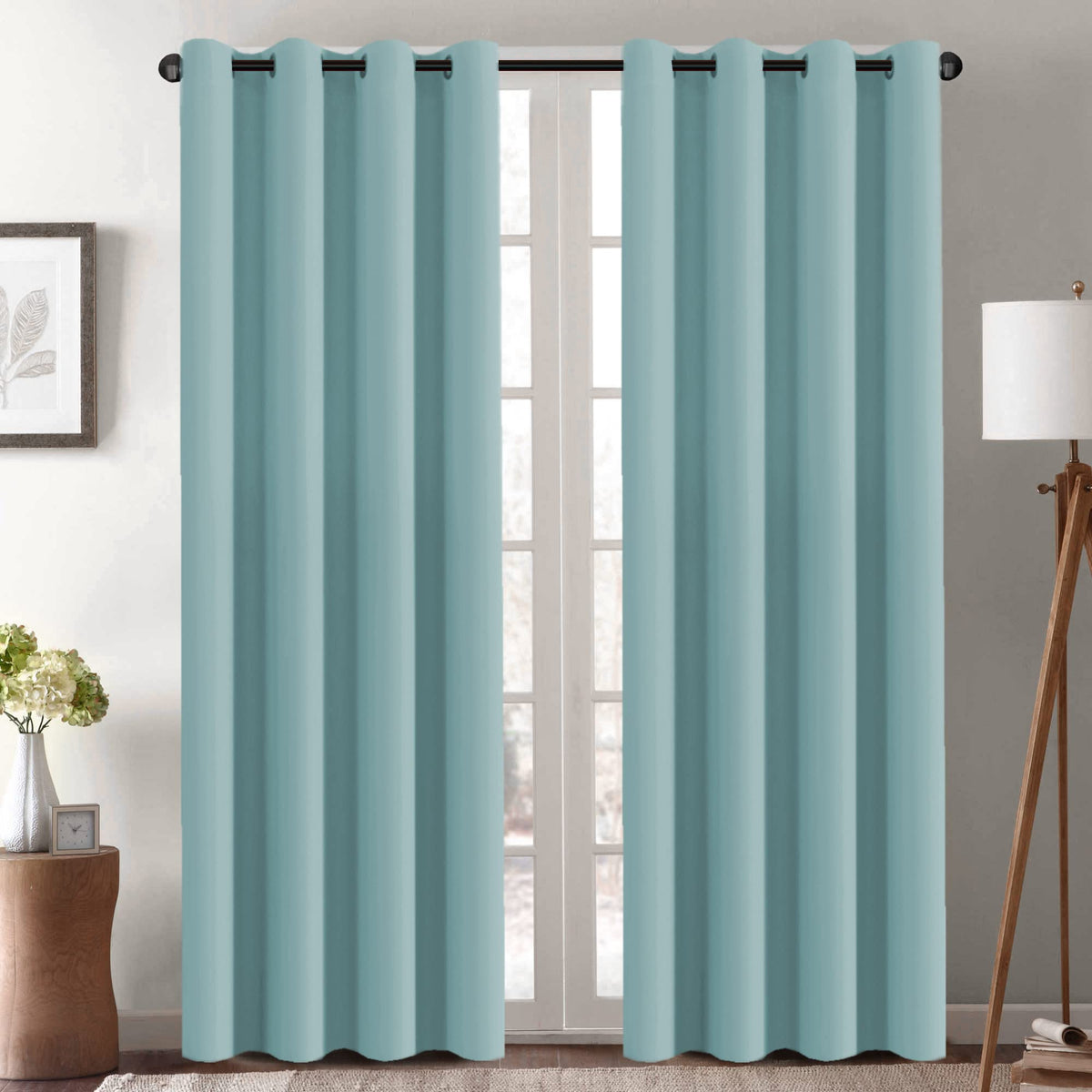 H.VERSAILTEX 100% Blackout Curtains for Bedroom Black Out Curtains 96 inch Thermal Insulated Long Blackout Curtains for Living Room, Energy Saving Curtains for Patio Door Grommet (1 Panel, Jet Black)