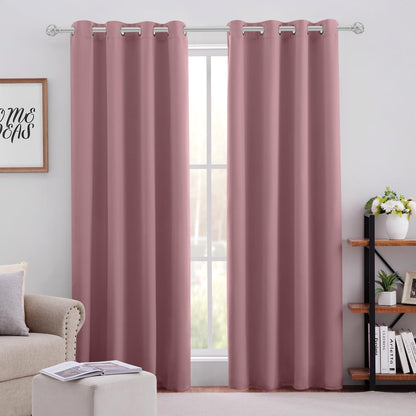 HOMEIDEAS Blackout Curtains for Bedroom 52 X 84 Inch Long 2 Panels Set Light Grey/Gray Room Darkening Curtains/Drapes, Soundproof Thermal Grommet Window Curtains for Living Room