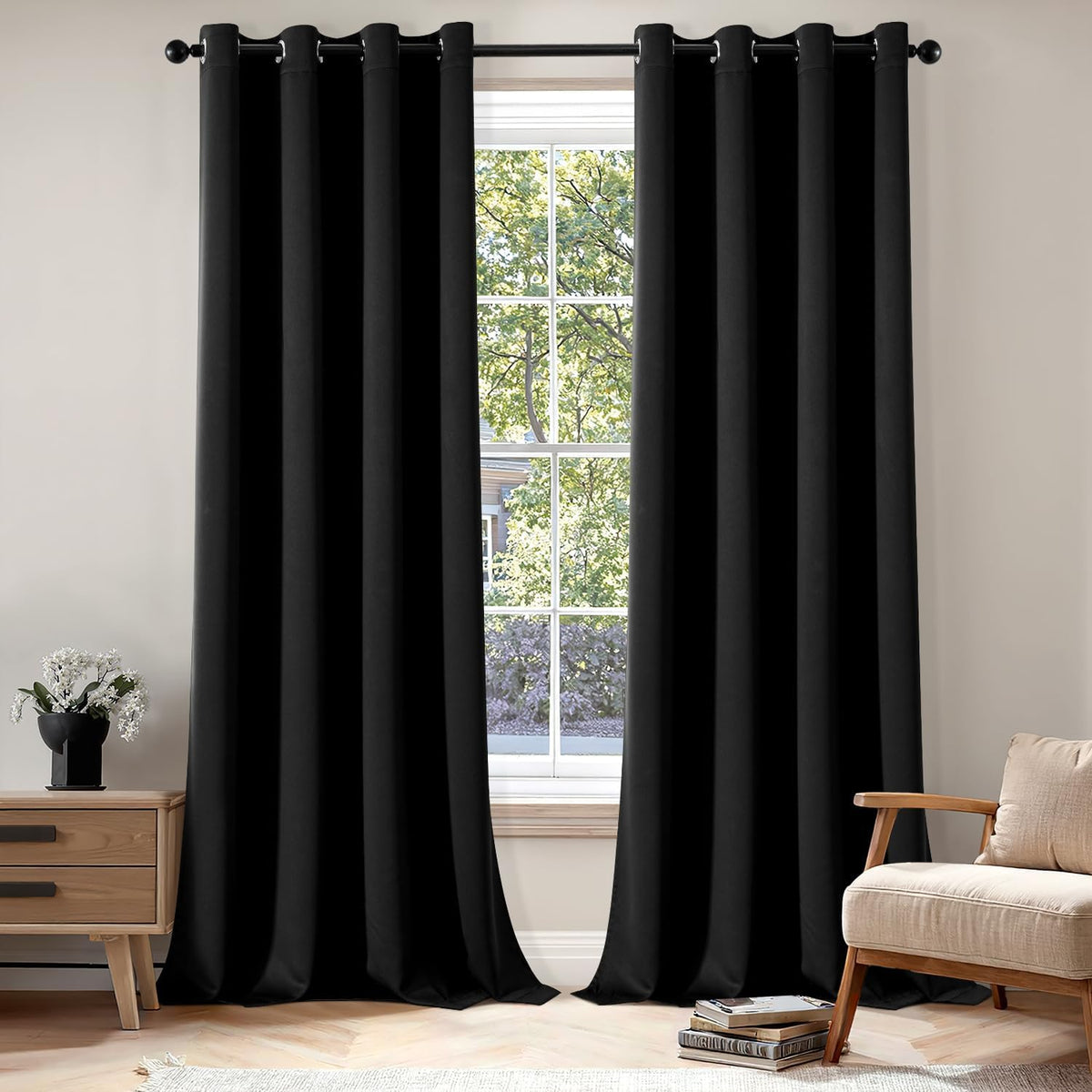 MIULEE Light Pink Blackout Bedroom Curtains Drapes 84 Inch Long 52"x84"