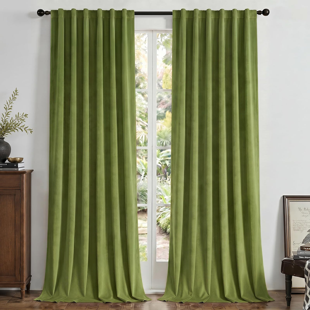 Joydeco Velvet Blackout Curtains 84 Inch Length 2 Panels, Black Out Curtains for Bedroom Living Room, Thermal Insulated Luxury Heavy Duty Drapes, Heat & Light Blocking, Back Tab&Rod Pocket,52"W x 84"L