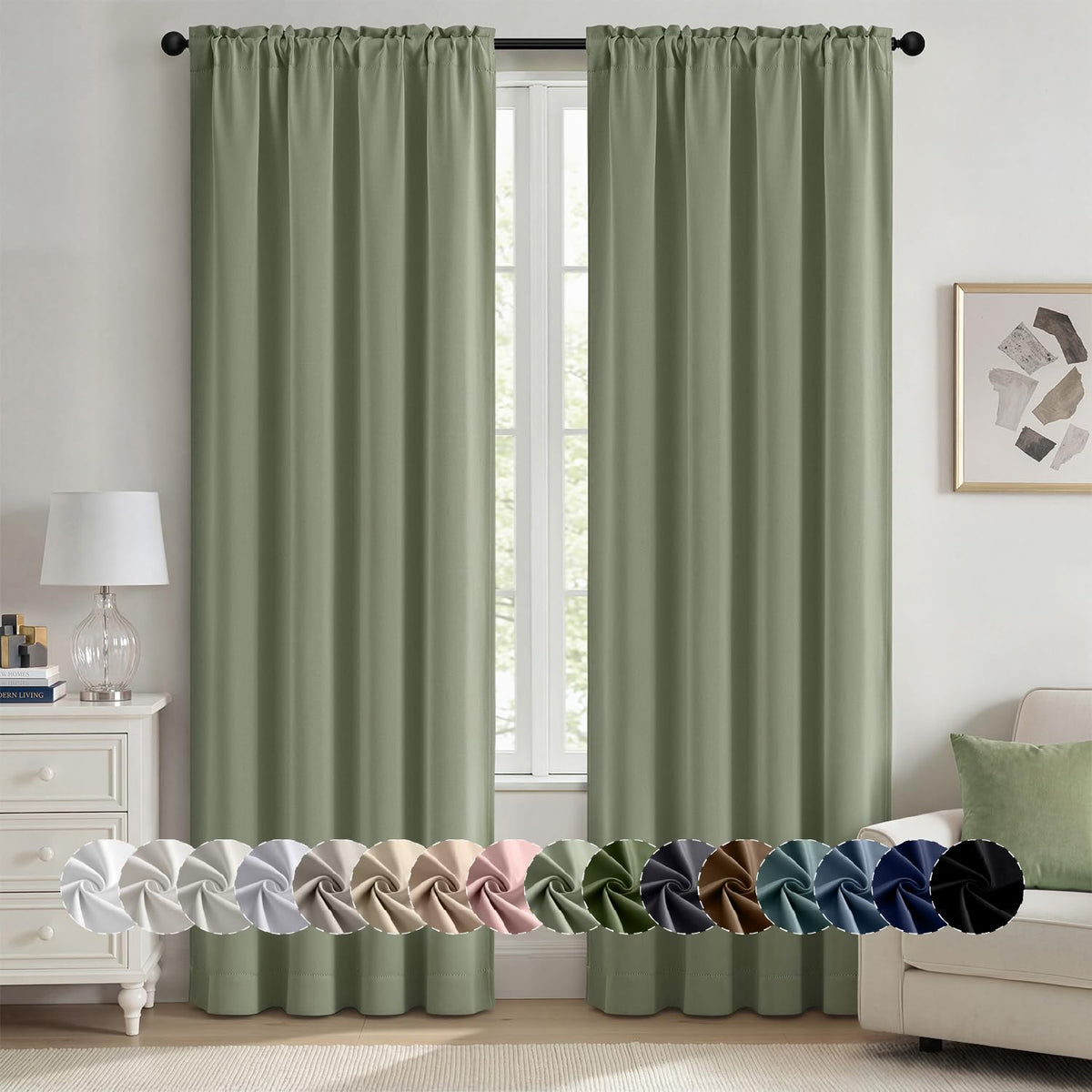 MIULEE Stone Blue Blackout Curtains for Bedroom Living Room 40"x63" 2 Panel