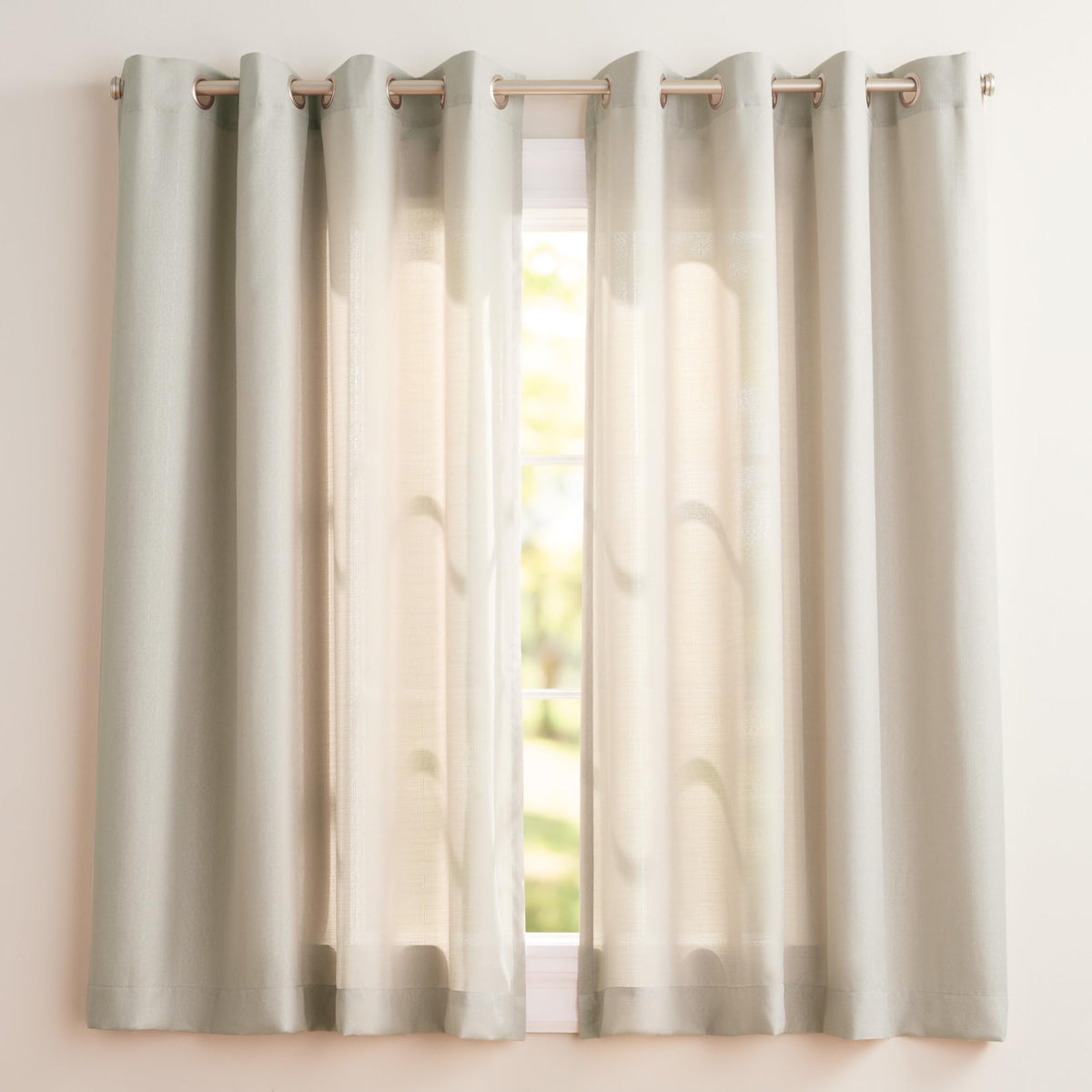 Exclusive Home Loha Linen Grommet Top Curtain Panel Pair, 84"x54", Winter White