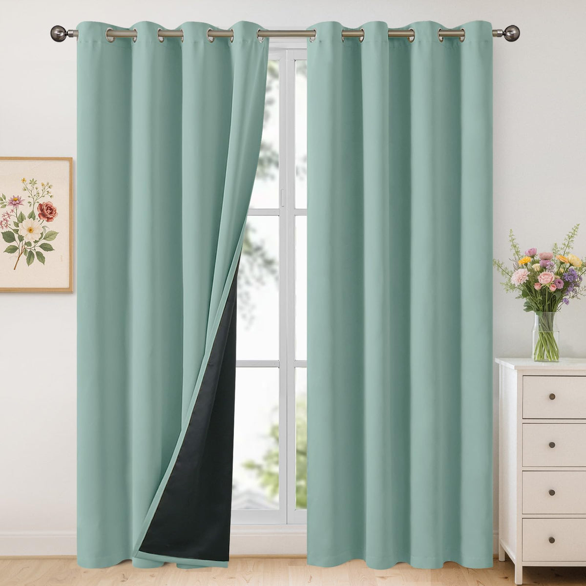 YoungsTex Black Blackout Curtains for Bedroom, Thermal Drapes Heat Blocking