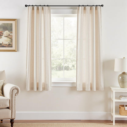 jinchan Linen Curtains Light Filtering Back Tab 50x96 Inch 2 Panels Beige