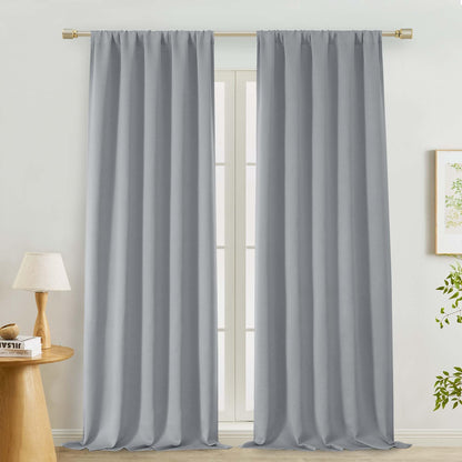 Lecloud Sage Green Room Darkening Curtains 54 Inch Length 2 Panels, Window Curtains for Bedroom, Energy Thermal Insulating Rod Pocket Curtain Drapes for Small Window, 40" W x 54" L