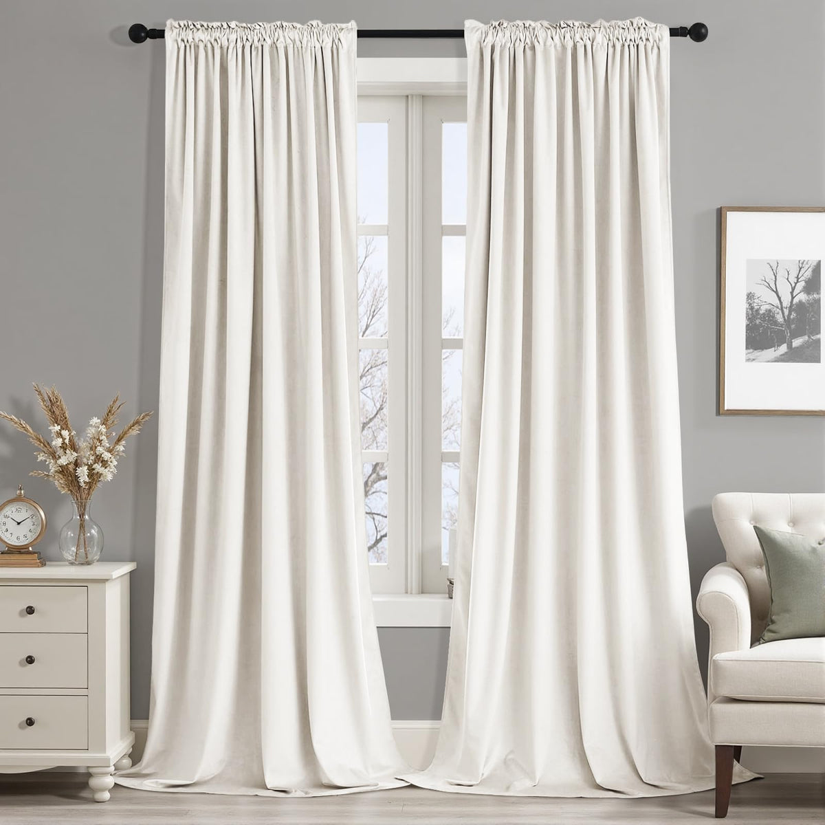 MIULEE Dusty Rose Pink Velvet Room Darkening Curtains for Bedroom W52 x L84