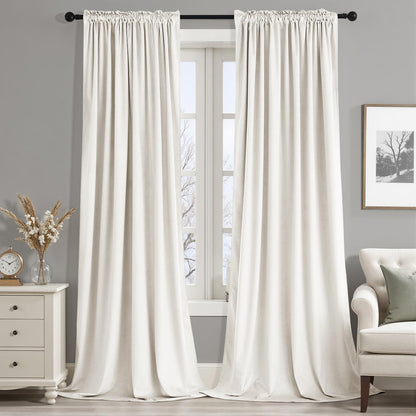 MIULEE Dusty Rose Pink Velvet Room Darkening Curtains for Bedroom W52 x L84