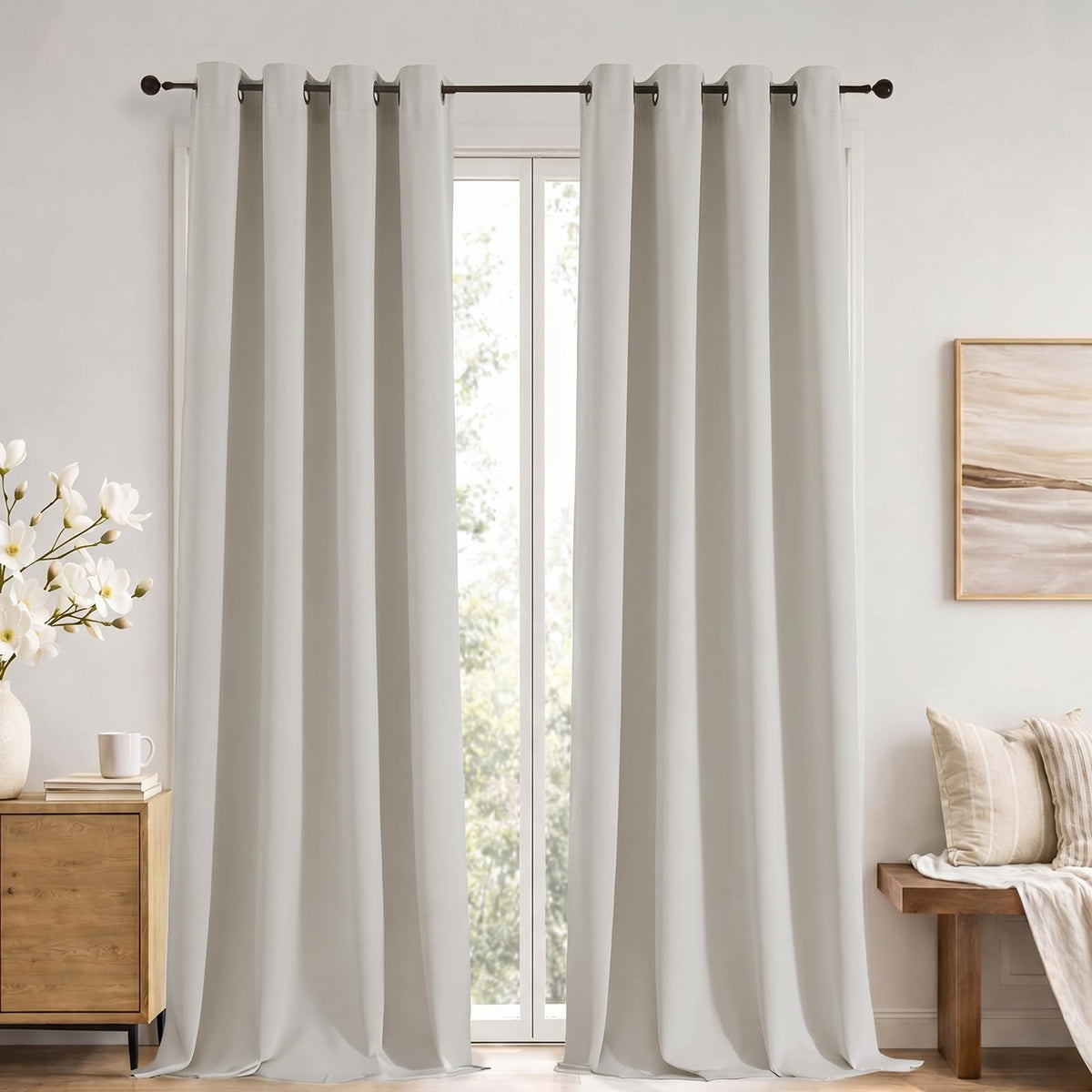 Simplebrand Sage Green Blackout Curtains 84 Inch Length 2 Panels Set for Bedroom/Living Room, Solid Room Darkening Thermal Insulated Grommet Energy Saving Window Treatment Drapes, Each 52" Wide