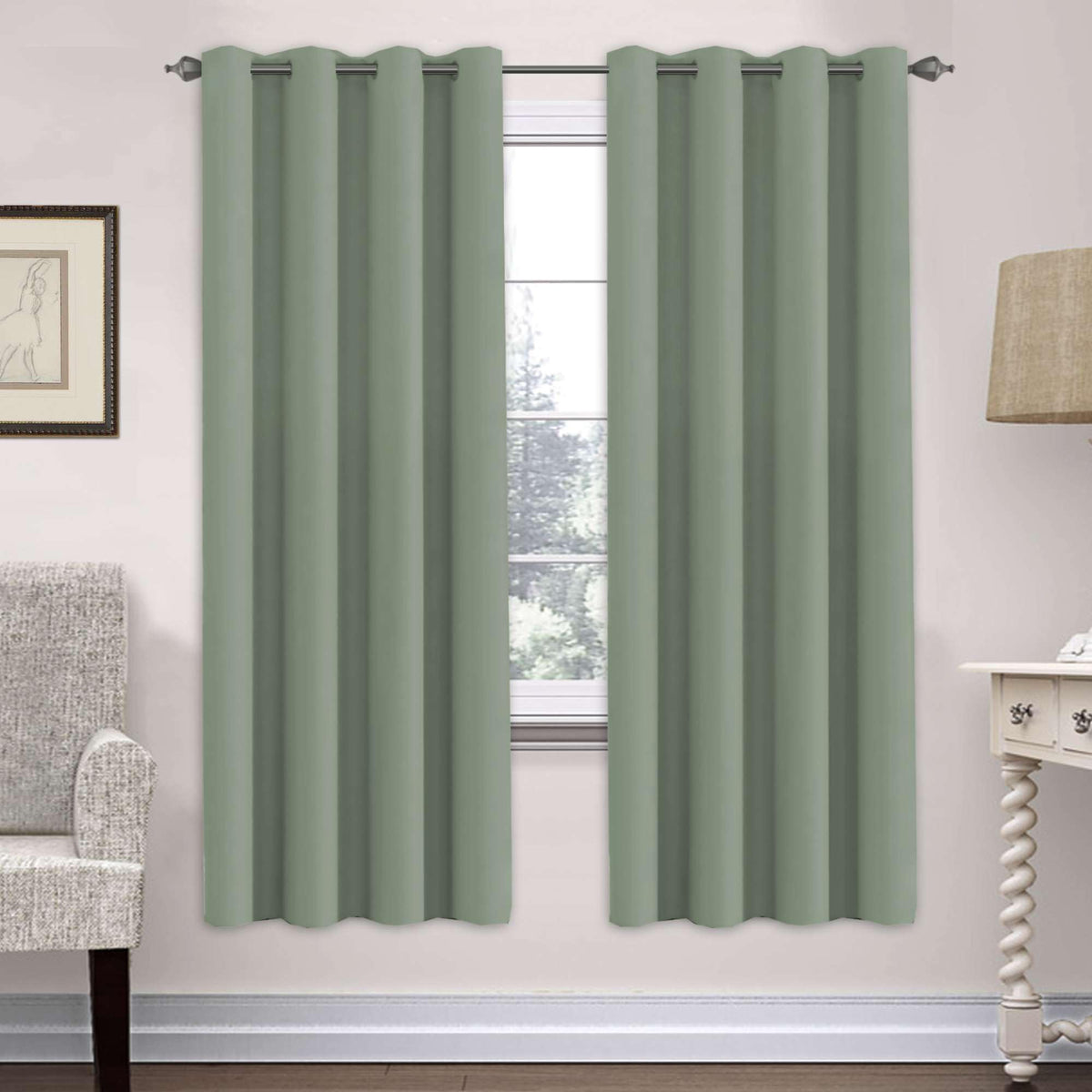H.VERSAILTEX Blackout Curtains for Bedroom Thermal Insulated Room Darkening Living Room Curtains 63 Inch Long Grommet Privacy Protection Window Curtain Panels/Drapes for Nursery,2 Panels,Ivory/Cream