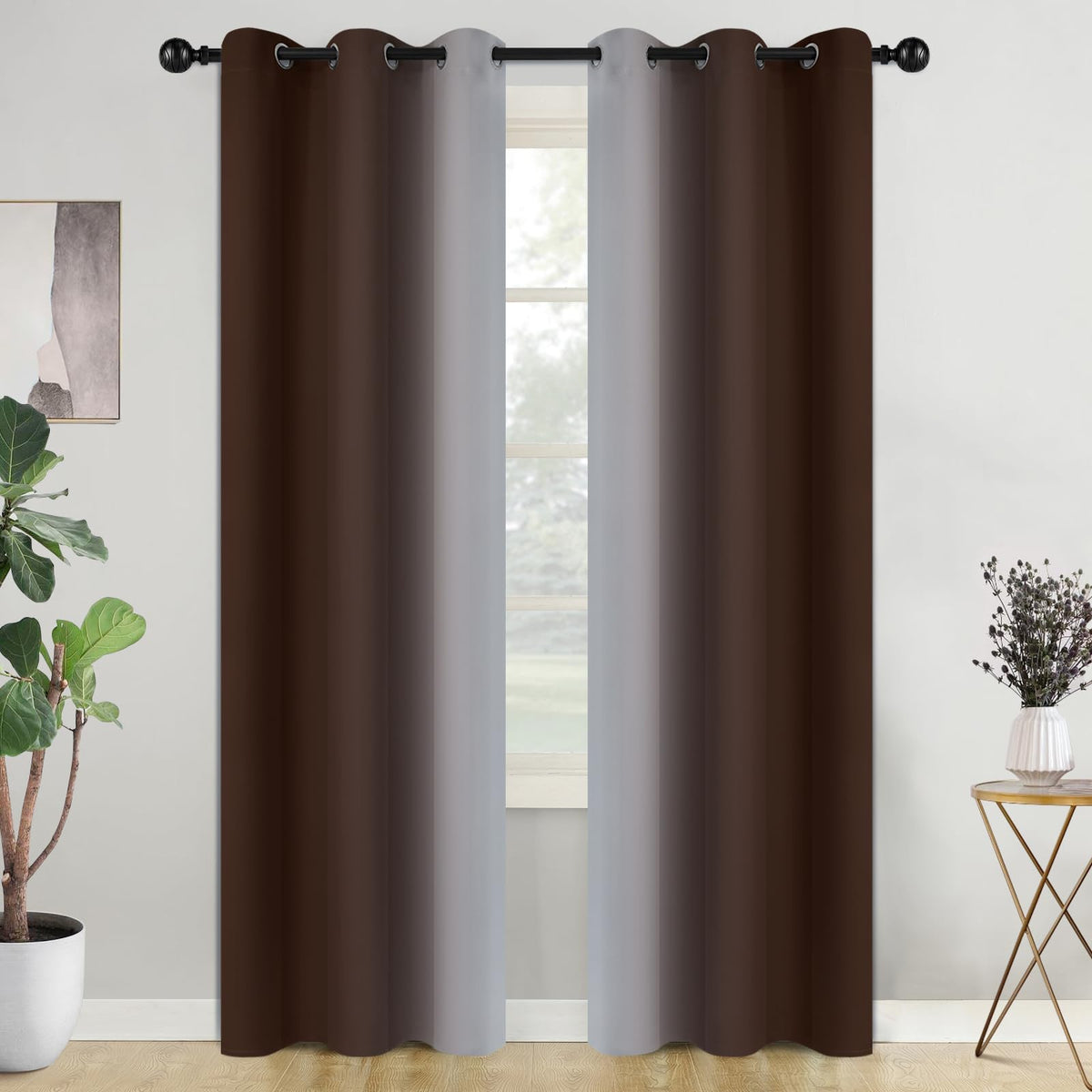 COSVIYA Grommet Room Darkening Ombre Purple Curtains W52xL63 inch