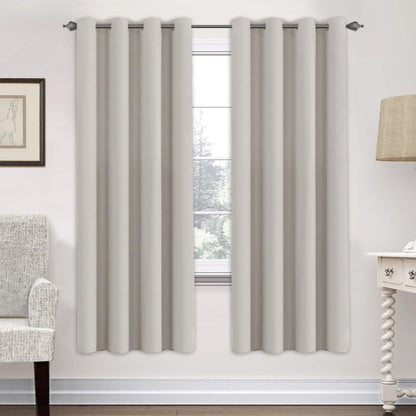 H.VERSAILTEX Blackout Curtains for Bedroom Thermal Insulated Room Darkening Living Room Curtains 63 Inch Long Grommet Privacy Protection Window Curtain Panels/Drapes for Nursery,2 Panels,Ivory/Cream